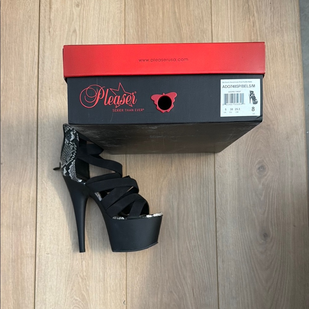 Pleaser Black Strappy Platform Heels